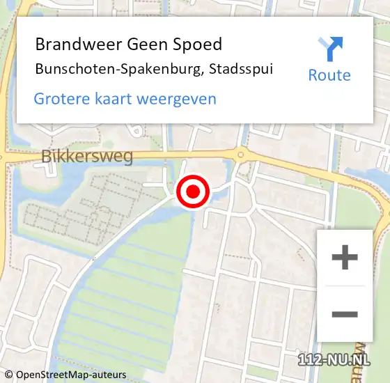 Locatie op kaart van de 112 melding: Brandweer Geen Spoed Naar Bunschoten-Spakenburg, Stadsspui op 13 augustus 2018 11:51