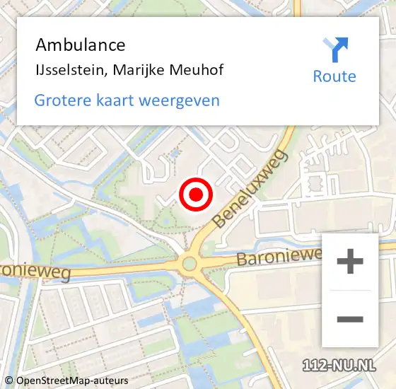 Locatie op kaart van de 112 melding: Ambulance IJsselstein, Marijke Meuhof op 13 augustus 2018 12:03