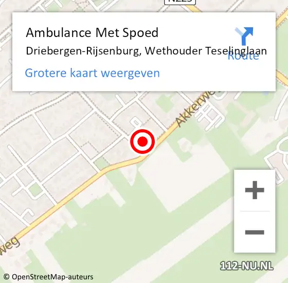 Locatie op kaart van de 112 melding: Ambulance Met Spoed Naar Driebergen-Rijsenburg, Wethouder Teselinglaan op 13 augustus 2018 12:16