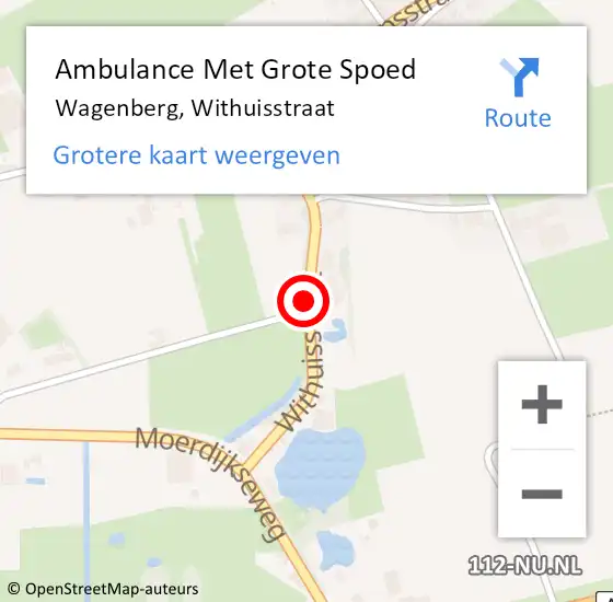 Locatie op kaart van de 112 melding: Ambulance Met Grote Spoed Naar Wagenberg, Withuisstraat op 13 augustus 2018 12:20