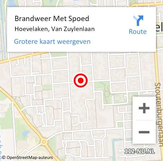 Locatie op kaart van de 112 melding: Brandweer Met Spoed Naar Hoevelaken, Van Zuylenlaan op 13 augustus 2018 12:25