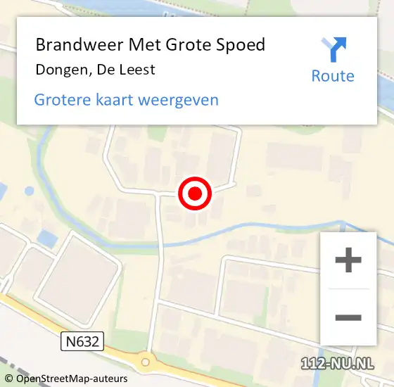 Locatie op kaart van de 112 melding: Brandweer Met Grote Spoed Naar Dongen, De Leest op 13 augustus 2018 12:30