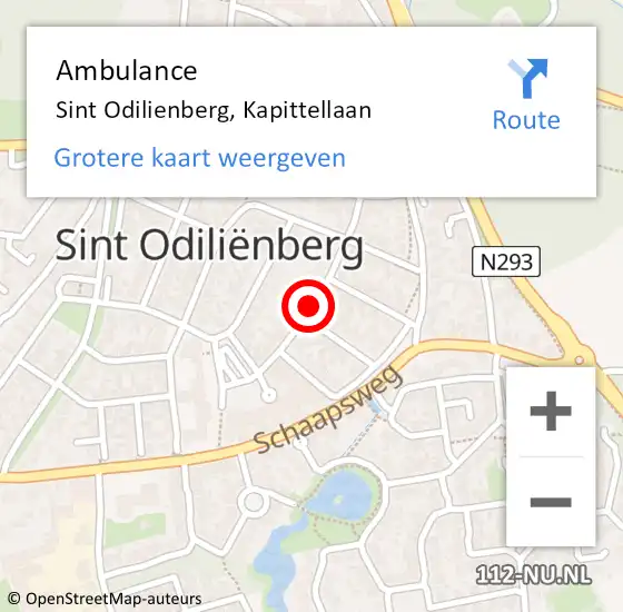 Locatie op kaart van de 112 melding: Ambulance Sint Odiliënberg, Kapittellaan op 13 augustus 2018 12:31