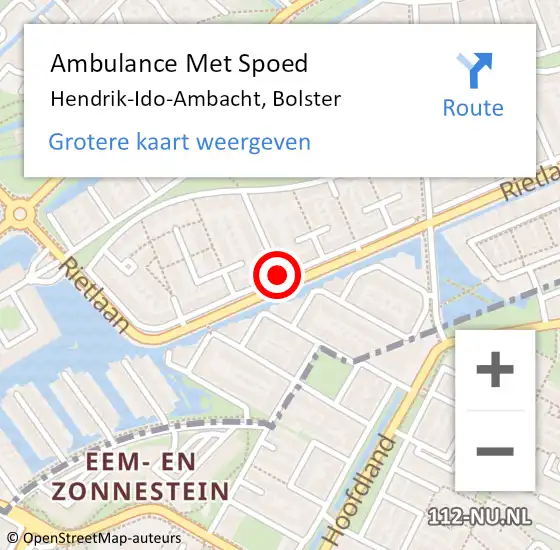 Locatie op kaart van de 112 melding: Ambulance Met Spoed Naar Hendrik-Ido-Ambacht, Bolster op 13 augustus 2018 12:57