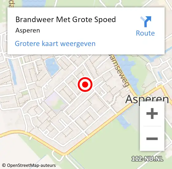 Locatie op kaart van de 112 melding: Brandweer Met Grote Spoed Naar Asperen op 13 augustus 2018 13:33