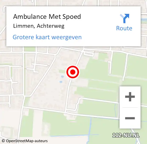 Locatie op kaart van de 112 melding: Ambulance Met Spoed Naar Limmen, Achterweg op 13 augustus 2018 13:45
