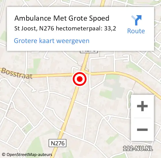 Locatie op kaart van de 112 melding: Ambulance Met Grote Spoed Naar St Joost, N276 hectometerpaal: 33,2 op 5 maart 2014 21:55