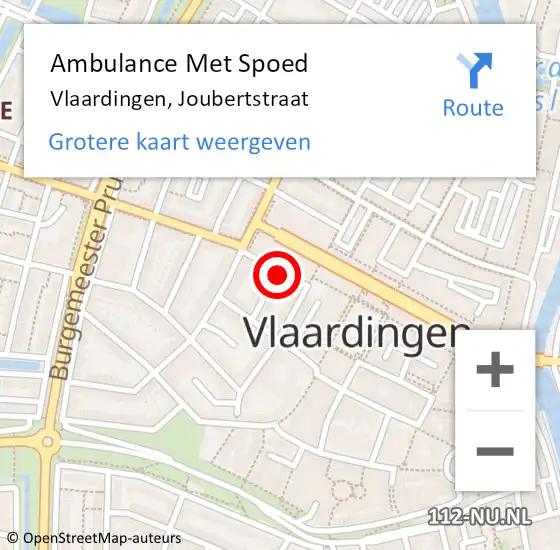 Locatie op kaart van de 112 melding: Ambulance Met Spoed Naar Vlaardingen, Joubertstraat op 13 augustus 2018 14:28