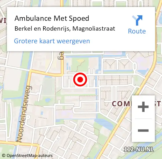 Locatie op kaart van de 112 melding: Ambulance Met Spoed Naar Berkel en Rodenrijs, Magnoliastraat op 13 augustus 2018 15:03