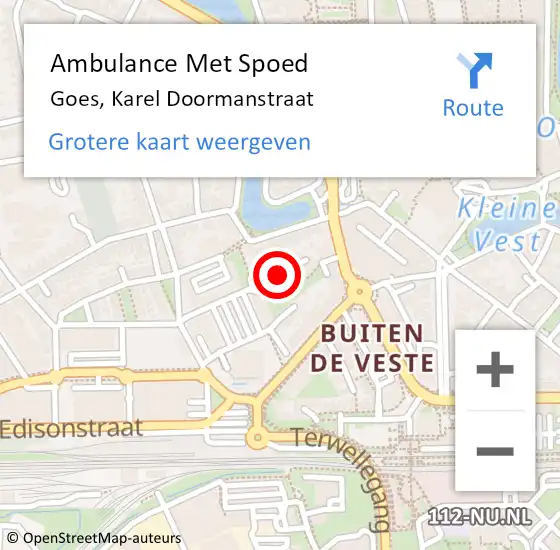 Locatie op kaart van de 112 melding: Ambulance Met Spoed Naar Goes, Karel Doormanstraat op 13 augustus 2018 15:16