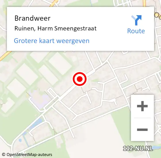 Locatie op kaart van de 112 melding: Brandweer Ruinen, Harm Smeengestraat op 13 augustus 2018 15:37