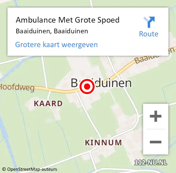 Locatie op kaart van de 112 melding: Ambulance Met Grote Spoed Naar Baaiduinen, Baaiduinen op 13 augustus 2018 16:08