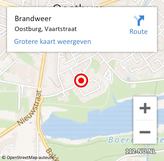 Locatie op kaart van de 112 melding: Brandweer Oostburg, Vaartstraat op 13 augustus 2018 16:29