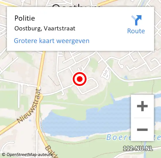 Locatie op kaart van de 112 melding: Politie Oostburg, Vaartstraat op 13 augustus 2018 16:36