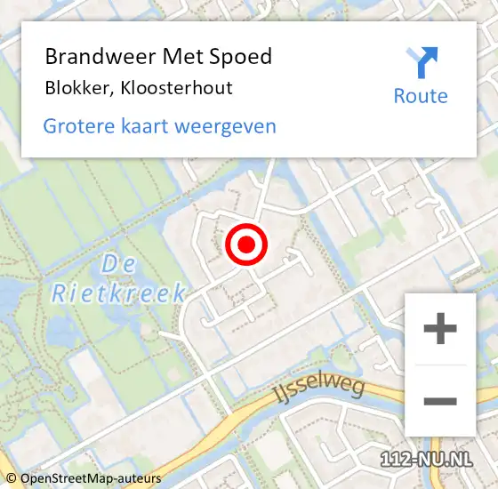 Locatie op kaart van de 112 melding: Brandweer Met Spoed Naar Blokker, Kloosterhout op 13 augustus 2018 16:39