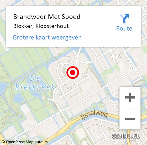 Locatie op kaart van de 112 melding: Brandweer Met Spoed Naar Blokker, Kloosterhout op 13 augustus 2018 16:43