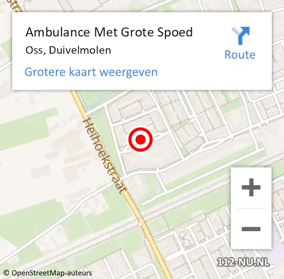 Locatie op kaart van de 112 melding: Ambulance Met Grote Spoed Naar Oss, Duivelmolen op 13 augustus 2018 17:31
