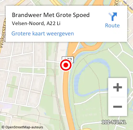 Locatie op kaart van de 112 melding: Brandweer Met Grote Spoed Naar Velsen-Noord, A22 Li op 13 augustus 2018 17:37