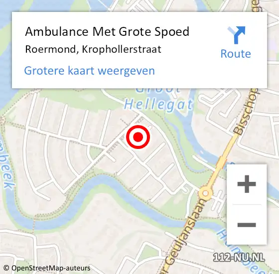 Locatie op kaart van de 112 melding: Ambulance Met Grote Spoed Naar Roermond, Krophollerstraat op 13 augustus 2018 17:58