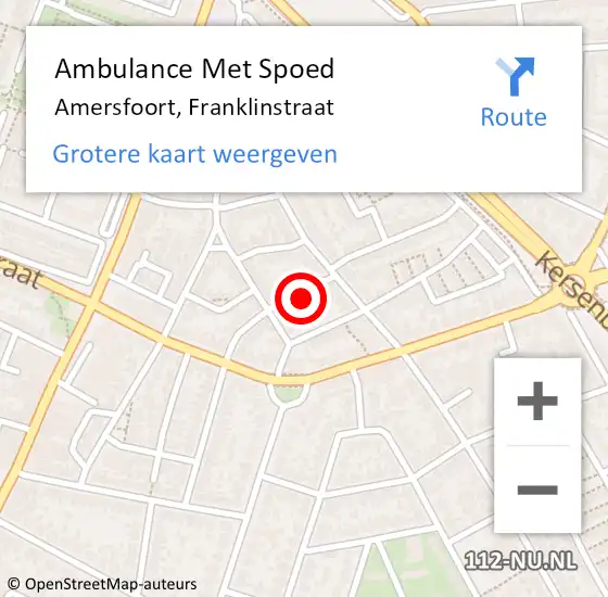 Locatie op kaart van de 112 melding: Ambulance Met Spoed Naar Amersfoort, Franklinstraat op 13 augustus 2018 18:01