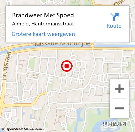 Locatie op kaart van de 112 melding: Brandweer Met Spoed Naar Almelo, Hantermansstraat op 13 augustus 2018 18:33