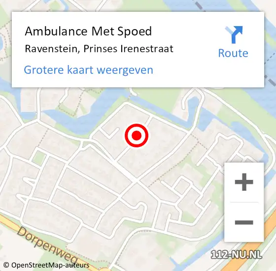 Locatie op kaart van de 112 melding: Ambulance Met Spoed Naar Ravenstein, Prinses Irenestraat op 13 augustus 2018 19:31