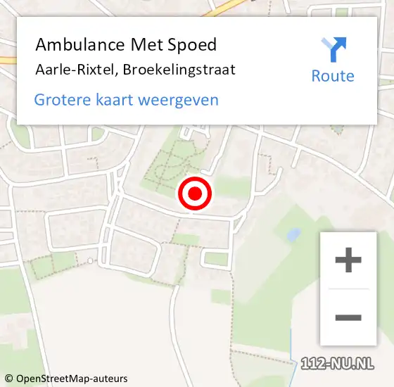 Locatie op kaart van de 112 melding: Ambulance Met Spoed Naar Aarle-Rixtel, Broekelingstraat op 13 augustus 2018 20:01