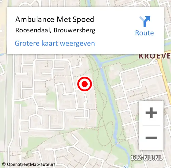 Locatie op kaart van de 112 melding: Ambulance Met Spoed Naar Roosendaal, Brouwersberg op 13 augustus 2018 20:56