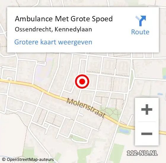 Locatie op kaart van de 112 melding: Ambulance Met Grote Spoed Naar Ossendrecht, Kennedylaan op 13 augustus 2018 21:10