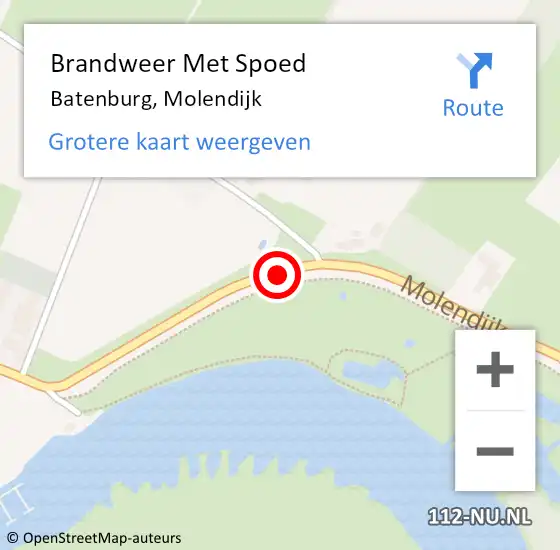 Locatie op kaart van de 112 melding: Brandweer Met Spoed Naar Batenburg, Molendijk op 13 augustus 2018 21:11