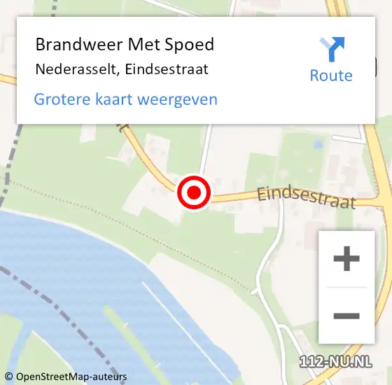 Locatie op kaart van de 112 melding: Brandweer Met Spoed Naar Nederasselt, Eindsestraat op 13 augustus 2018 21:20