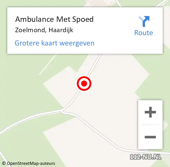 Locatie op kaart van de 112 melding: Ambulance Met Spoed Naar Zoelmond, Haardijk op 13 augustus 2018 21:34