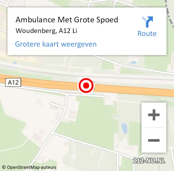 Locatie op kaart van de 112 melding: Ambulance Met Grote Spoed Naar Woudenberg, A12 Li op 13 augustus 2018 21:53