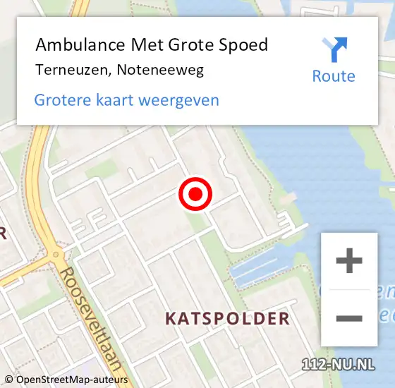 Locatie op kaart van de 112 melding: Ambulance Met Grote Spoed Naar Terneuzen, Noteneeweg op 13 augustus 2018 21:59