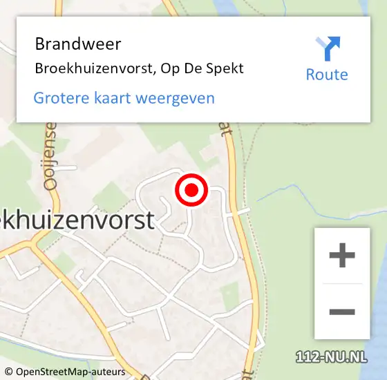 Locatie op kaart van de 112 melding: Brandweer Broekhuizenvorst, Op De Spekt op 13 augustus 2018 22:06