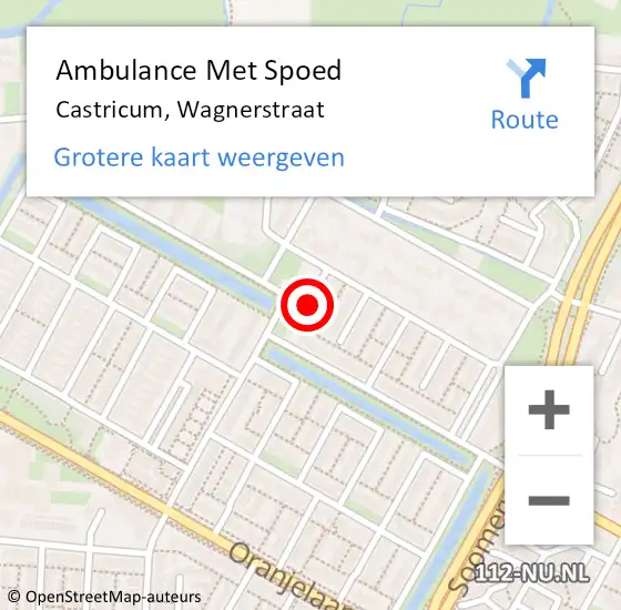 Locatie op kaart van de 112 melding: Ambulance Met Spoed Naar Castricum, Wagnerstraat op 13 augustus 2018 22:38