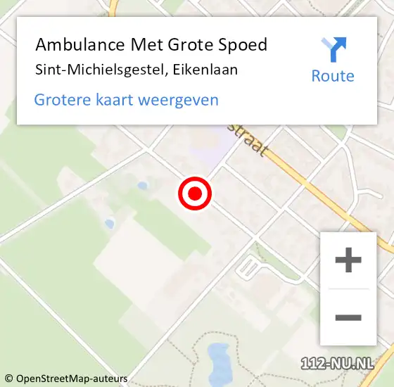 Locatie op kaart van de 112 melding: Ambulance Met Grote Spoed Naar Sint-Michielsgestel, Eikenlaan op 13 augustus 2018 23:06