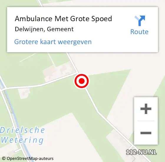 Locatie op kaart van de 112 melding: Ambulance Met Grote Spoed Naar Delwijnen, Gemeent op 13 augustus 2018 23:11