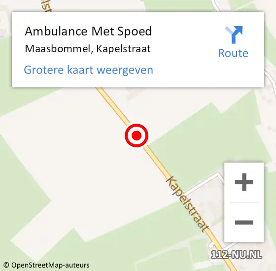 Locatie op kaart van de 112 melding: Ambulance Met Spoed Naar Maasbommel, Kapelstraat op 13 augustus 2018 23:42