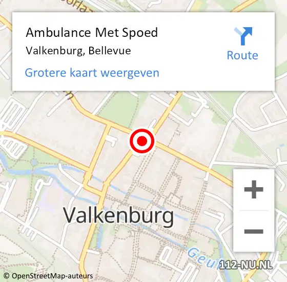 Locatie op kaart van de 112 melding: Ambulance Met Spoed Naar Valkenburg, Bellevue op 5 maart 2014 23:03