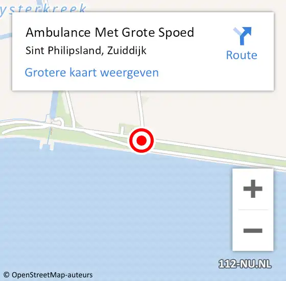 Locatie op kaart van de 112 melding: Ambulance Met Grote Spoed Naar Sint Philipsland, Zuiddijk op 14 augustus 2018 00:31