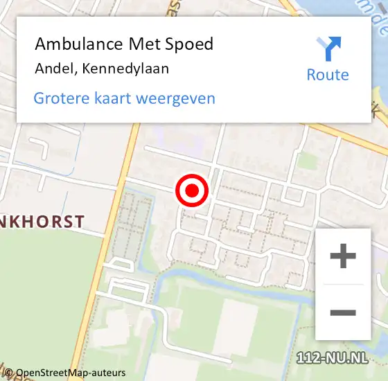 Locatie op kaart van de 112 melding: Ambulance Met Spoed Naar Andel, Kennedylaan op 14 augustus 2018 02:01