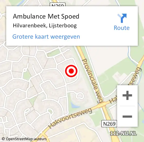 Locatie op kaart van de 112 melding: Ambulance Met Spoed Naar Hilvarenbeek, Lijsterboog op 14 augustus 2018 03:42