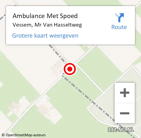 Locatie op kaart van de 112 melding: Ambulance Met Spoed Naar Vessem, Mr Van Hasseltweg op 14 augustus 2018 04:52