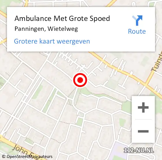 Locatie op kaart van de 112 melding: Ambulance Met Grote Spoed Naar Panningen, Wietelweg op 5 maart 2014 23:22