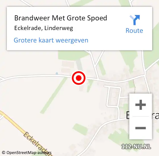 Locatie op kaart van de 112 melding: Brandweer Met Grote Spoed Naar Eckelrade, Linderweg op 14 augustus 2018 05:43