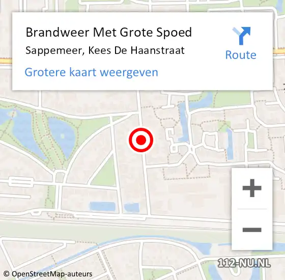 Locatie op kaart van de 112 melding: Brandweer Met Grote Spoed Naar Sappemeer, Kees De Haanstraat op 14 augustus 2018 07:48