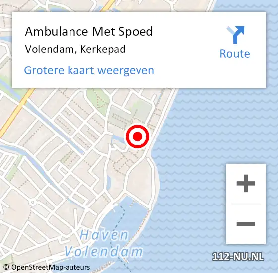 Locatie op kaart van de 112 melding: Ambulance Met Spoed Naar Volendam, Kerkepad op 14 augustus 2018 09:24