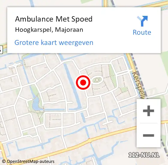 Locatie op kaart van de 112 melding: Ambulance Met Spoed Naar Hoogkarspel, Majoraan op 14 augustus 2018 09:36