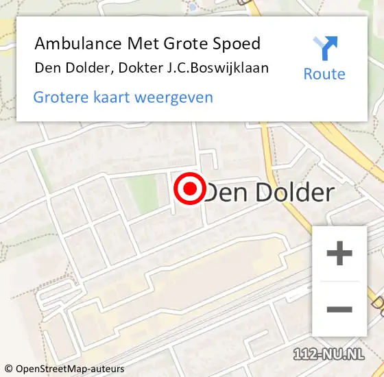 Locatie op kaart van de 112 melding: Ambulance Met Grote Spoed Naar Den Dolder, Dokter J.C.Boswijklaan op 14 augustus 2018 09:51